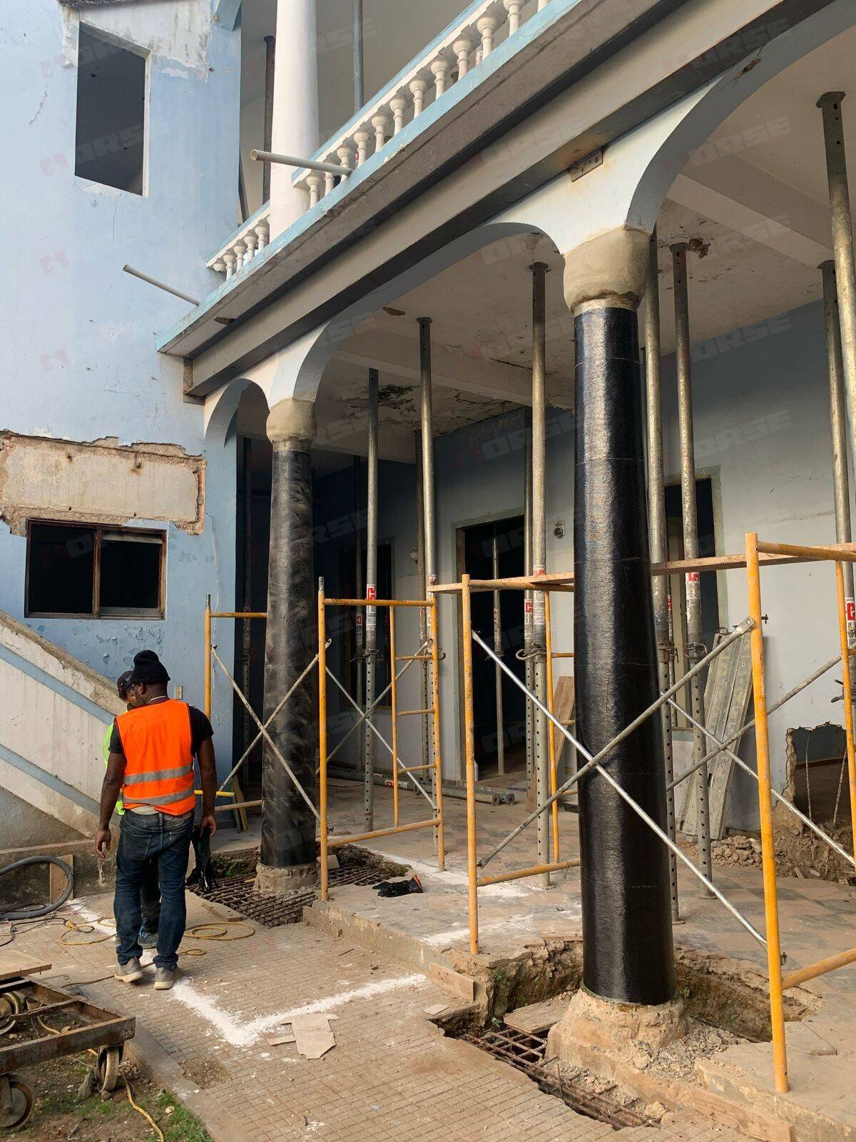 Carbon Fiber Sheet Reinforcement of a Resort Columns