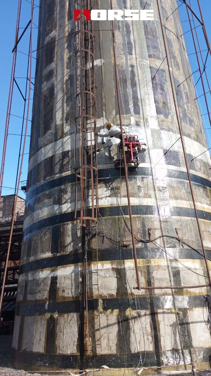 Strengthening Chimney With Carbon Fiber(FRP) Sheet 